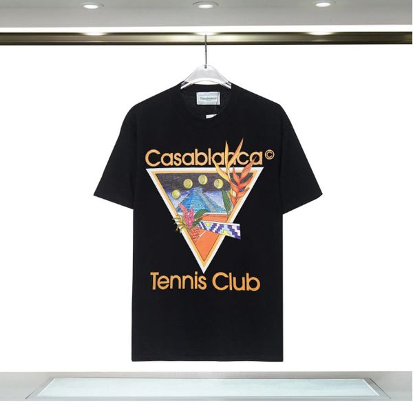 2024 nova camiseta de designer masculino masculino Tasperes de marca camisetas de cogumelo arco -íris letra de cogumelo impressão de manga curta de algodão shorts soltos homens casa blanca camisa jhvd