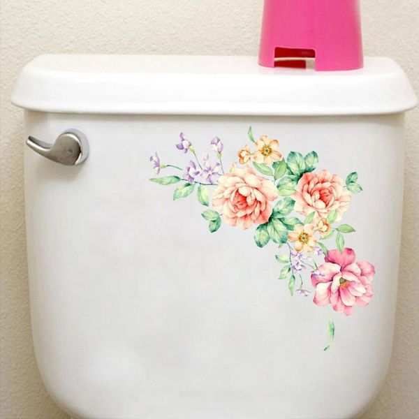 Adesivi murali Adesivo autoadesivo Bellissime decalcomanie Decorazione Fai da te Guardaroba Bagno Fiori colorati PVC Peonia Fiore Frigo 3D Toilette