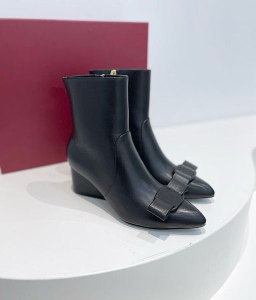 Sivri fermuarlı botlar, tembel insanlar için deri astarlı kar yarım botları 5.5 cm, yüksek kaliteli kadın yarım bot, klasik siyah ayakkabılar 35-40