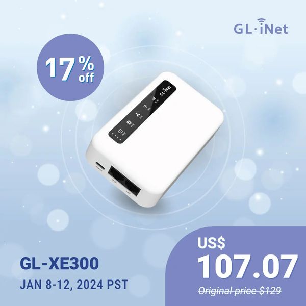 GLiNet Puli GLXE300 4G LTE Мобильный Smart VPN-маршрутизатор Портативный Wi-Fi Беспроводное место для путешествий OpenWrt 5000 мАчБатарея OpenVPN 240113