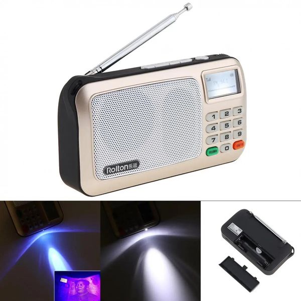 Radio Rolton W505 Taşınabilir TF Kart USB Mini FM LED ekranlı Radyo Hoparlör Subwoofer MP3 Müzik Çalar / Meşale Lambası / Para Doğrulama