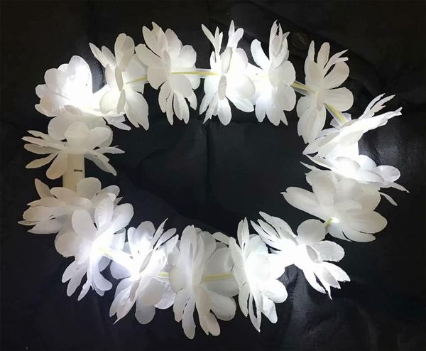 Glowing LED Light Up Hawaii Fascia per capelli Party Flower Lei Fancy Dress Hula Garland Wreath Wedding Decor Party Supplies3003987