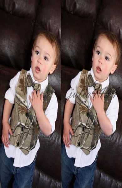 2020 Custom Camo Boy039s Formelle Kleidung Tarnung Real Tree Satin Weste Billig Nur Weste für Hochzeit Kinder Jungen Formelle Kleidung4930396