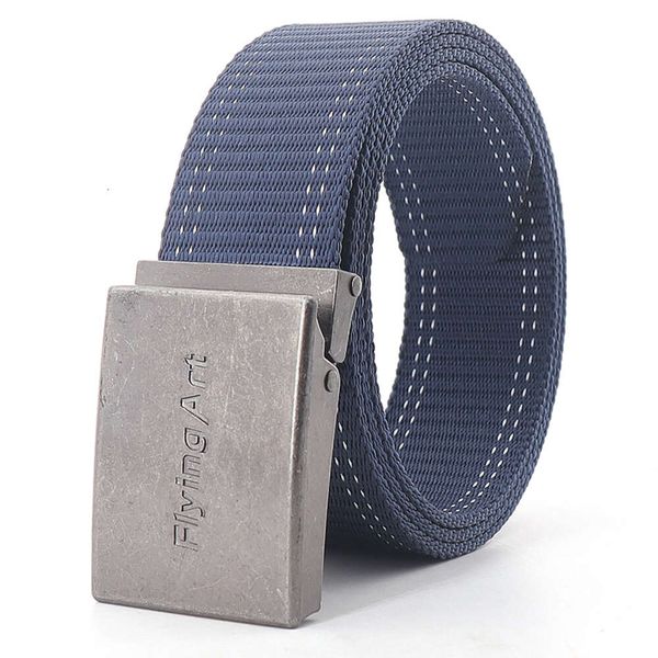 Cintura in tela personalizzata dal produttore con fibbia in metallo Cintura da uomo con fibbia automatica in nylon personalizzata Accessori per abbigliamento