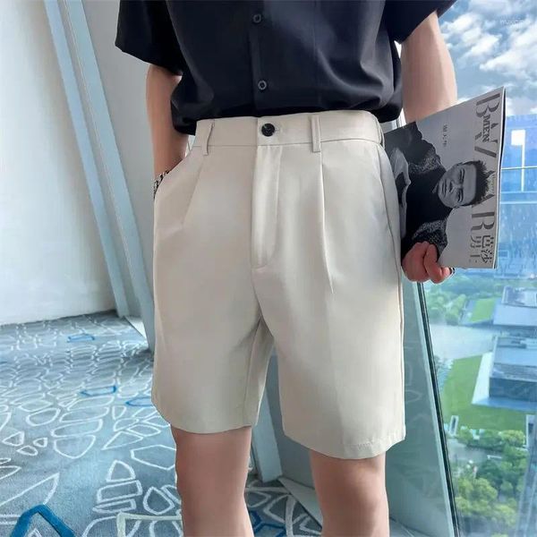 Tischsets Herrenbekleidung Slim Fit Business Formelle Kleidung Kurze Homme Bermuda Masculina Britischer Stil Sommer Knielange drapierte Shorts 3XL