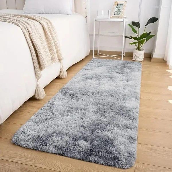 Teppiche Grauer, flauschiger Teppich für Schlafzimmer, Shag-Bereich, superweiche Bodenmatte, bequemer, ultraplüschiger, langer Nachttisch-Teppich, Heimdekoration