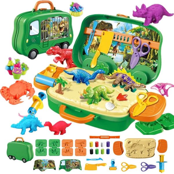 Dinosaurier-Set, Plastilin-Modellierung, pädagogisches Spielzeug aus luftgetrocknetem Ton, kreative DIY-weiche Handgum-Knetmasse, hergestellte Form für Kindergeschenke 240113