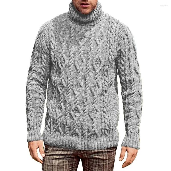 Maglioni da uomo Moda Top da uomo Maglione Mantieni caldo Maglieria Pullover in poliestere a maniche lunghe Vestibilità slim regolare Tinta unita