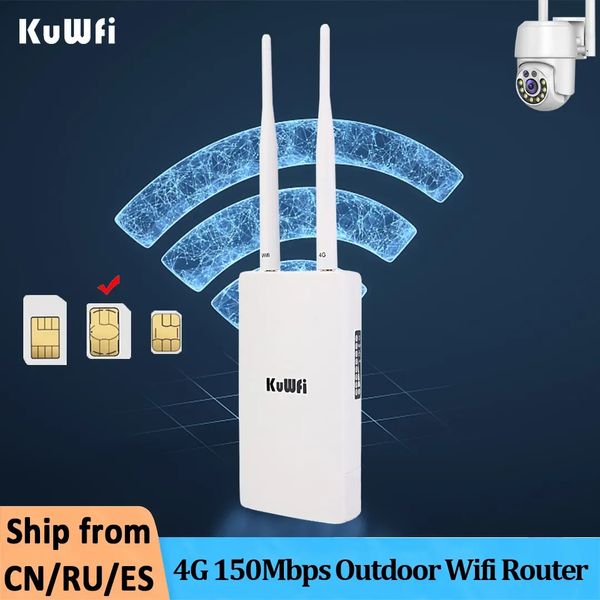 Kuwfi Открытый 4G Wi-Fi маршрутизатор 150 мс Беспроводная высокоскоростная двойная внешняя антенна со слотом для SIM-карты для IP-камеры 240113