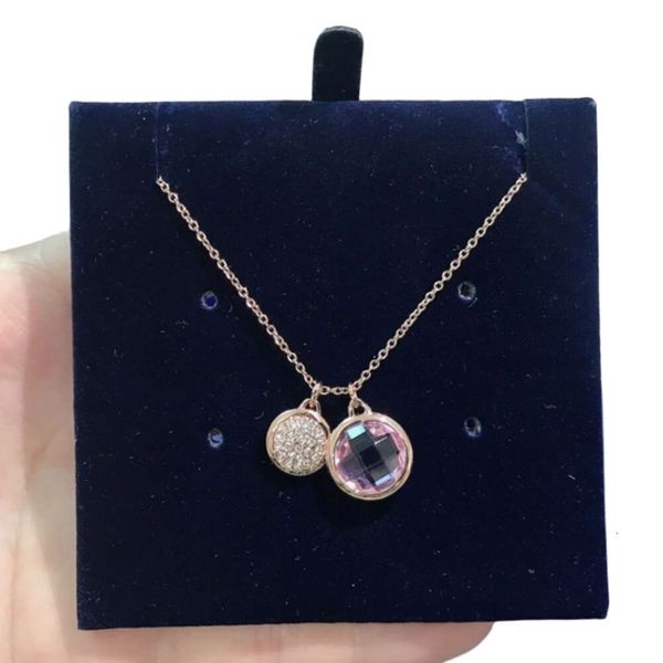 Swarovskis Colar Designer Mulheres Top Quality Pingente Colares Rosa Ouro Rosa Diamante Doce Colar Feminino Elemento Cristal Racquet Collar Chain