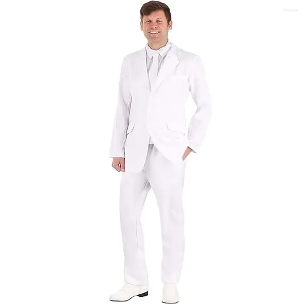 Ternos masculinos chique branco sólido para homens elegante formal casamento noivo smoking moda negócios casual fino ajuste terno masculino 2 peça conjunto 2024