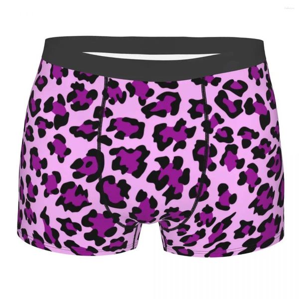 Mutande Maschili Divertenti Simpatico Viola Con Stampa Leopardata Intimo Animale Boxer Senza Cuciture Pantaloncini Traspiranti Mutandine