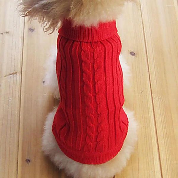 Maglioni per abbigliamento per cani Pullover lavorato a maglia senza maniche Maglione per cuccioli di gatto Tinta unita A due zampe in filato di lana Elastico per animali domestici per interni