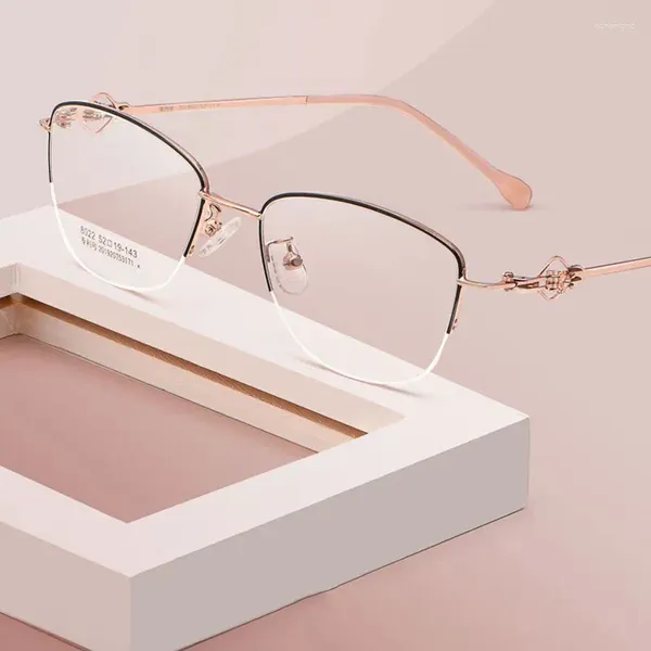 Güneş Gözlüğü Çerçeveleri Alaşım Gözlükleri Çerçeve Kadın Tarzı Yarım Jant Optik Göz Varış Gözlük Satan Gözlükler