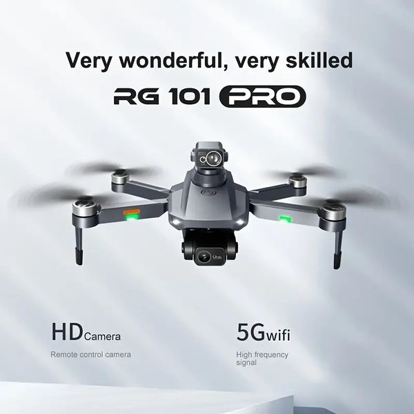 Gimbal stabilizzato a due assi RG101PRO con 2 batterie, drone aereo professionale con doppia fotocamera 1080P, posizionamento GPS, ritorno automatico, posizionamento del flusso ottico.