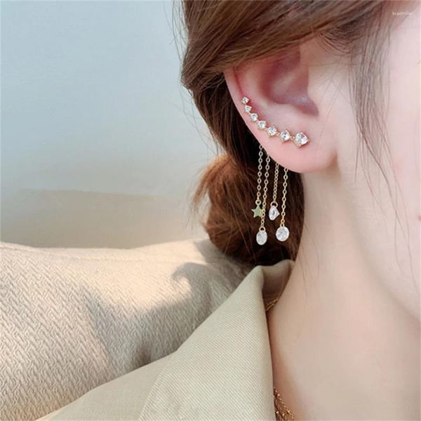 Dangle brincos longo borla strass gota para mulheres coreano luxo estrela cristal festa de casamento jóias bijoux presentes