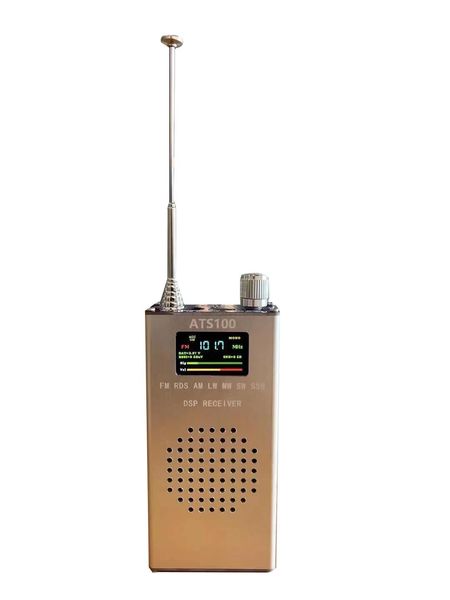 Портативный радиоприемник Ats100 Si4732 150k108 МГц Радиоприемник FM Rds Am Lw Mw Sw Ssb + ЖК-дисплей + штыревая антенна + аккумулятор + динамик
