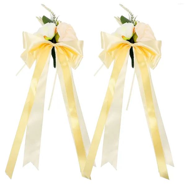 Flores decorativas 2pcs buquês de carro de casamento simulados flor artificial rosa