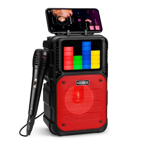 Altoparlanti Altoparlante Bluetooth multifunzionale per karaoke Sistema audio portatile stereo 360 per danza quadrata all'aperto con microfono wireless e sub