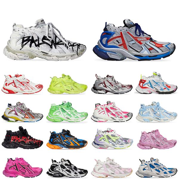 Tracks Track Runners 7.0 Designer Dress Shoes Mulheres Homens Graffiti Preto Fluo Verde Borgonha Couro Livre Cinza Luz Roxo Neon Amarelo Branco Grande Tamanho Sapatilhas Treinadores