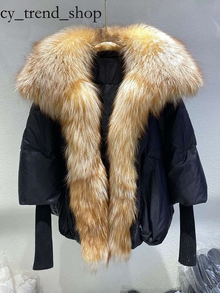 Designer Ppdda Giacca Moda Inverno Vera pelliccia di volpe Collo spesso caldo piumino Parka Donna Manica lavorata a maglia Sciolto Volpe bianca Felpa con cappuccio Giacca in piumino d'anatra Hip Hop 47