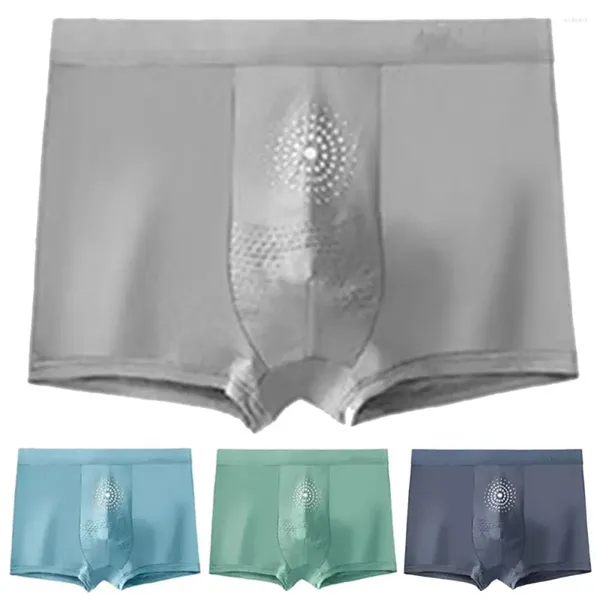 Mutande Uomo Boxer estivi Intimo uomo U-convesso Scava fuori Sottile Seta ghiacciata Raffreddamento Senza cuciture Pantaloncini taglie forti Tronco