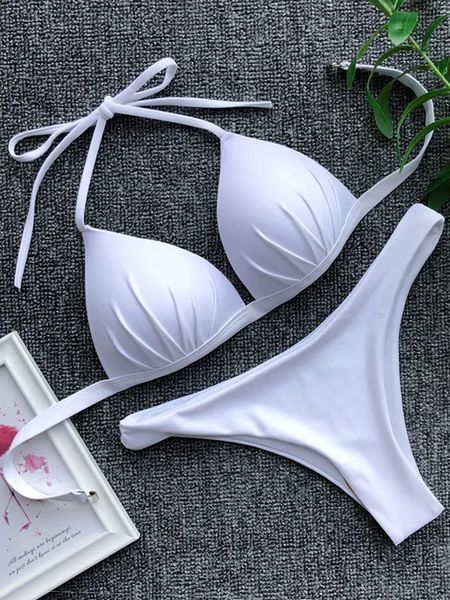 Costume da bagno sexy con coppa reggiseno bikini femminile Costume da bagno bianco donna costume da bagno push up bikini brasiliano costume da bagno a fascia 240113