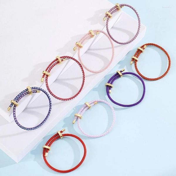 Braccialetti con ciondoli Accessori per braccialetti in corda colorata intrecciata Filo di acciaio con fibbia in rame ottagonale regolabile con regali di gioielli