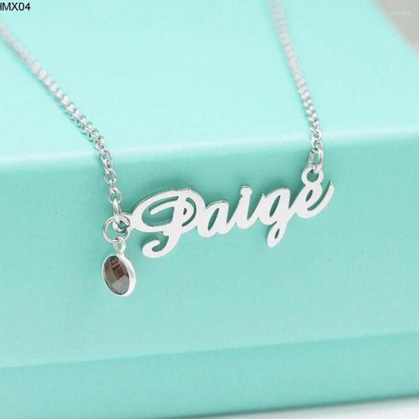 Collane con ciondolo Collana con pietre portafortuna Gioielli in acciaio inossidabile Regalo personalizzato per donna Nome inglese Kcew