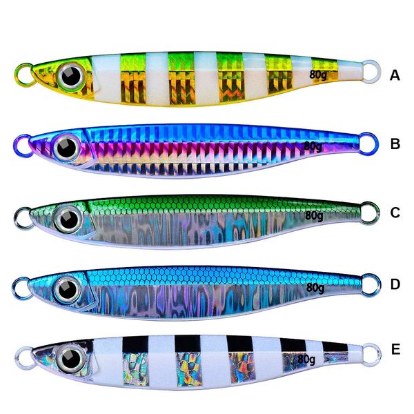 5pcsset 14g40g60g80g pia rápida luminosa jigging isca de pesca metal gabarito colher pesca costa iscas peixe atum isca de água salgada mar 240113