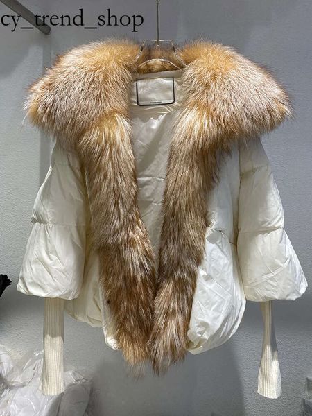 Designer Ppdda Giacca Moda Inverno Vera pelliccia di volpe Collo spesso caldo Piumino Parka Donna Manica lavorata a maglia Sciolto Volpe bianca Felpa con cappuccio Giacca in piumino d'anatra Hip Hop 58