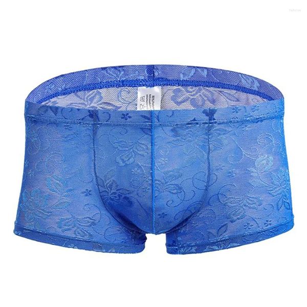 Mutande da uomo sexy pizzo traspirante boxer moda sottile trasparente pantaloncini rigonfiamento marsupio sissy mutandine biancheria intima gay lingerie erotica