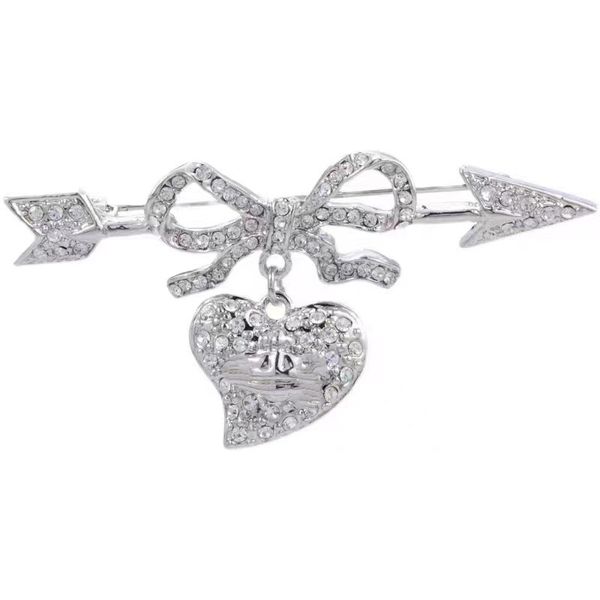 broşlar tasarımcı broche mücevher batı kraliçesi satürn vivi erkekler için kadınlar için elmas broşlarla dolu kalpten bir ok hafif lüks aksesuarlar