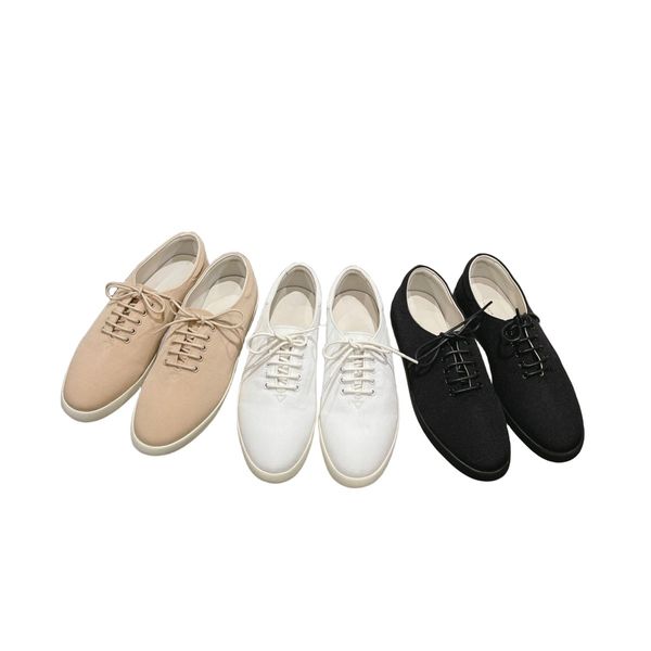 Scarpe di tela minimaliste da donna semplici scarpe bianche cravatta scarpe casual rotonde con suola piatta