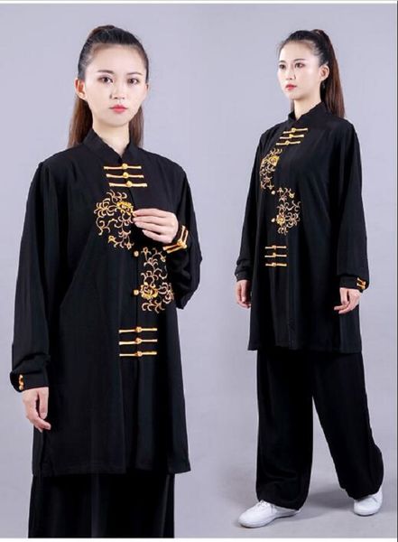 Neue Männer Frauen Chinesische Traditionelle Gestickte Lange Kung Fu Anzüge Tai Chi Kampfkunst Kostüm Casual Sport Jacke Hosen Sets