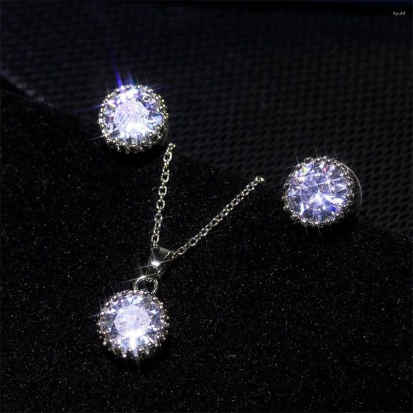 Ciondoli YaYI Gioielli Pietre preziose naturali Moissanite Zirconia Colore argento Festa nuziale Collana a cuore Piccolo Orecchini Set regalo pendente