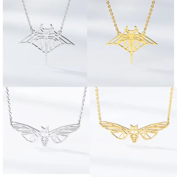 Anhänger-Halsketten SHINE Großhandel Edelstahl Vogel Geometrische Halsband Halskette Frauen Mädchen Modeschmuck Geschenke Anti-Allergie Wasserdicht