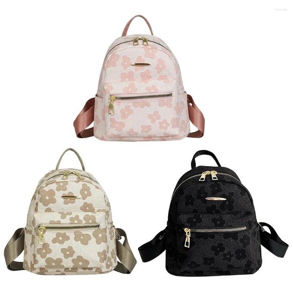 Sacos escolares moda flor impressão pura mochila pequena para meninas casual bolsa de lona macia