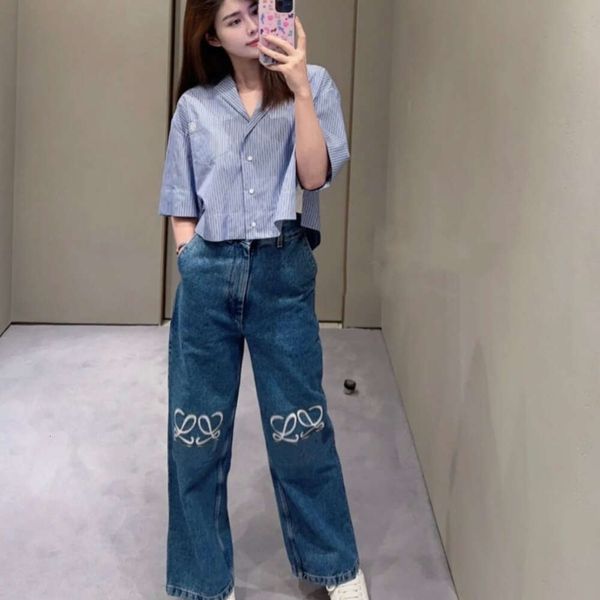 Calças de grife femininas jeans moda feminina carta bordado gráfico denim calças soltas jeans luxo cor sólida calças jeans