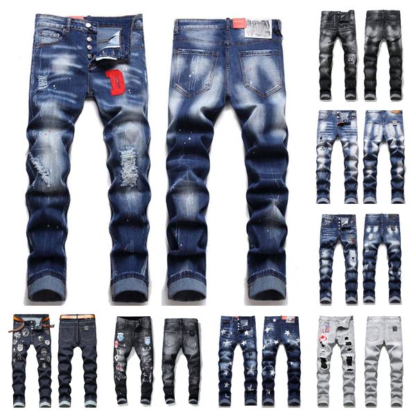 Tasarımcı Kot İnce Fit kot pantolon erkekler için mor kot pantolonlar için Eanlar için tasarımcı kotu kalitesi 100 pamuk patchwork medern dimi skinny jean düğmesi sinek ışık deliği