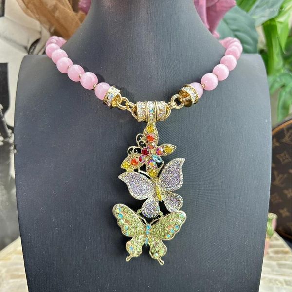 Anhänger Halsketten Trendy Temperament Exquisite Schmetterling Mit Bunten Strass Für Frauen Mädchen Geschenk Schmuck Zubehör