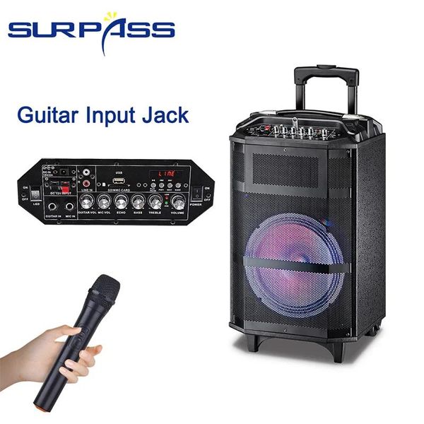 Lautsprecher Tragbarer Lautsprecher Drahtloser 150-W-Karaoke-Big-Power-Professioneller Stereo-Bass-Subwoofer BT-Verstärkerbox Party im Freien LED-Licht