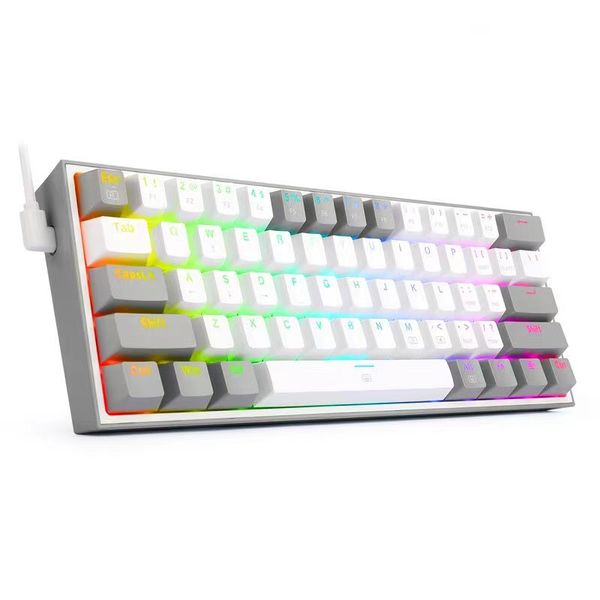 K617 rgb luzes led usb mini teclado mecânico com fio interruptor vermelho 61 chave gamer para computador portátil cabo destacável