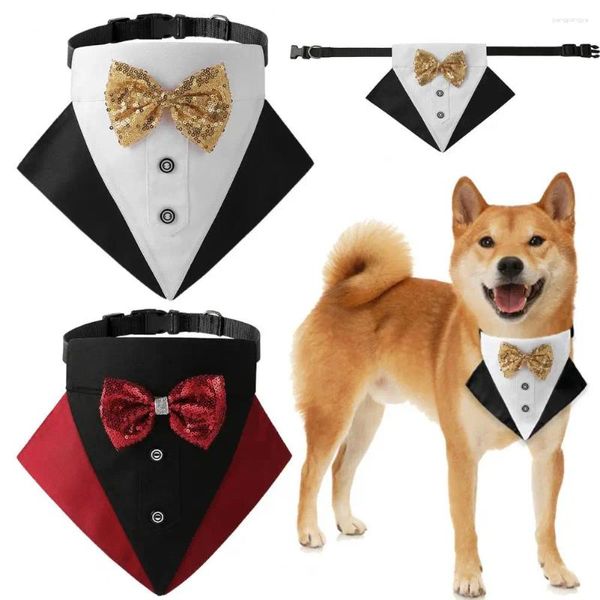 Coleiras de cachorro requintado colar de animal de estimação elegante bandana de casamento com traje ajustável de arco para cães encantadores de festa