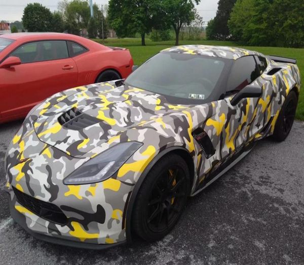 Premium Nero Grigio Giallo Camouflage Vinile Camo Car Wrap Adesivi Foil con bolle d'aria DIY Styling Wrapping2890322