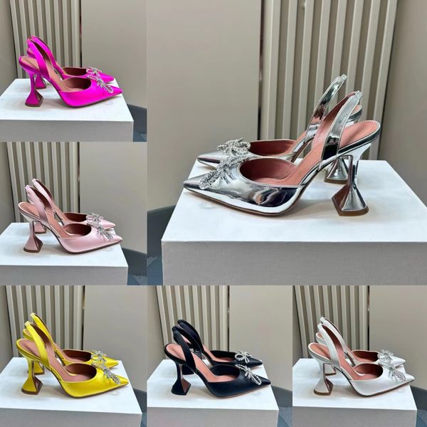 Дизайнерская обувь Amina muaddi дизайнерские сандалии с кристаллами и пряжкой-бабочкой со стразами Украшенные босоножки Туфли-лодочки Босоножки на высоком каблуке 10 см 35-42 женские модельные туфли