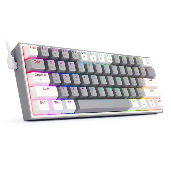 K617 luzes led rgb teclado usb usb 2.4g interruptor vermelho de três modos 61 teclas para jogos para pc teclado mecânico