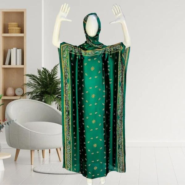 Roupas étnicas 2024 Verão Vestidos Africanos para Mulheres Plus Size Vermelho Verde Impressão Robes Dashiki Roupas Muçulmanas Moda Abaya