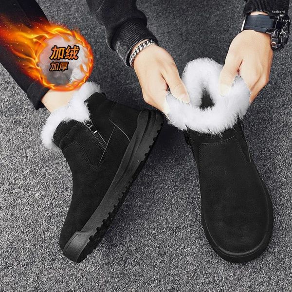 Stiefel Männer Winter Schnee Wildleder Warme Casual Schuhe Outdoor Wasserdichte Ankle Boot Schwarz High Top männer Schuhe