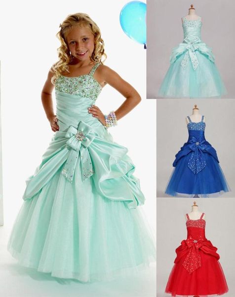 Doce verde tafetá tiras contas casamento flor menina vestidos girls039 pageant vestidos elegante saia tamanho personalizado 2 4 6 8 10 12 df2221015